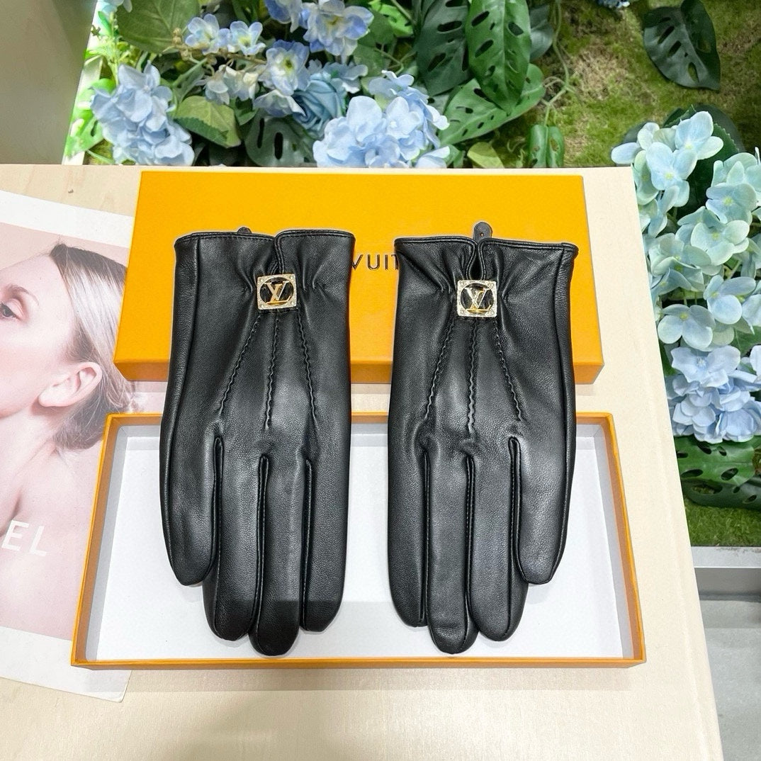 LOUIS VUITTON GLOVES IN BLACK LAMBSKIN 465067