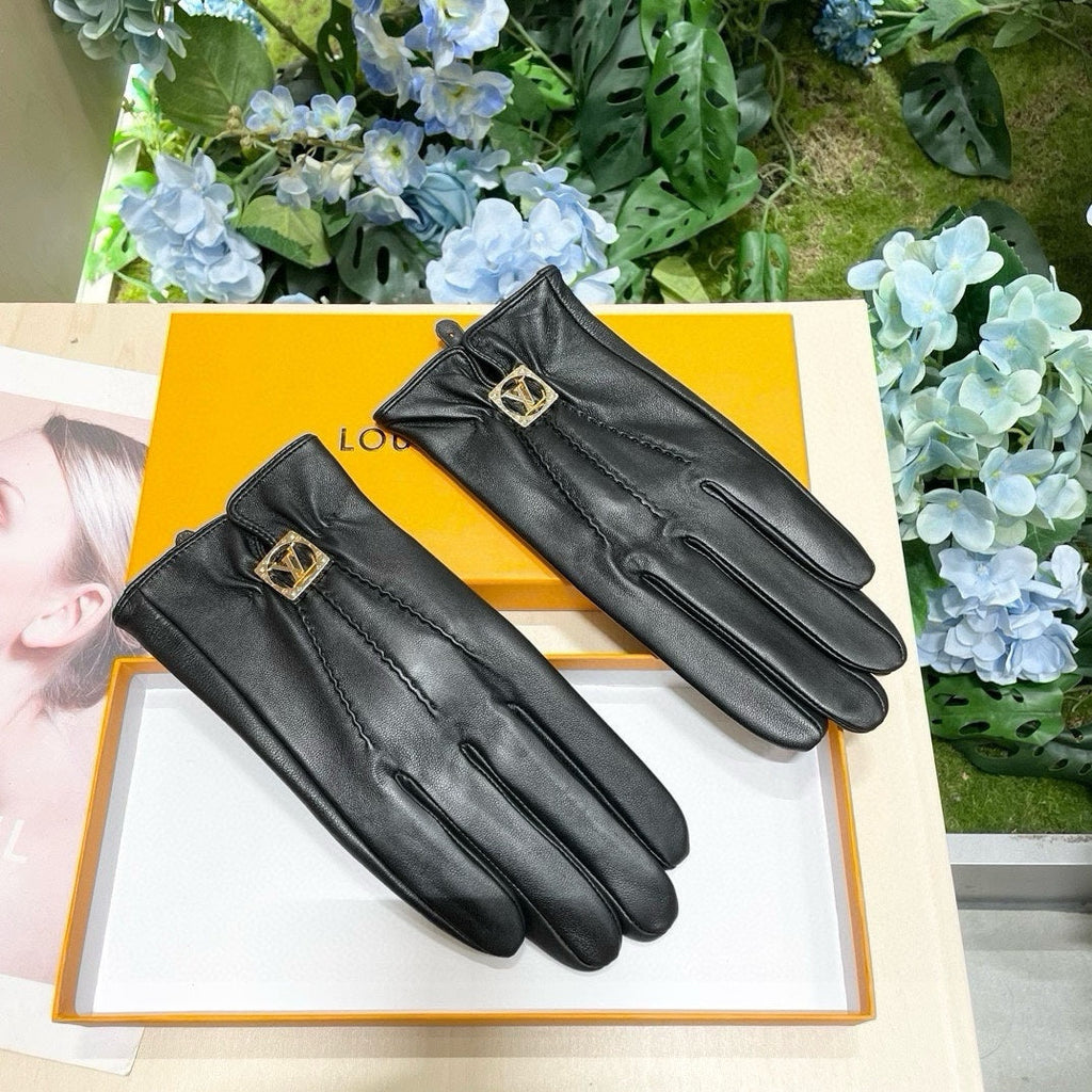 LOUIS VUITTON GLOVES IN BLACK LAMBSKIN 465067