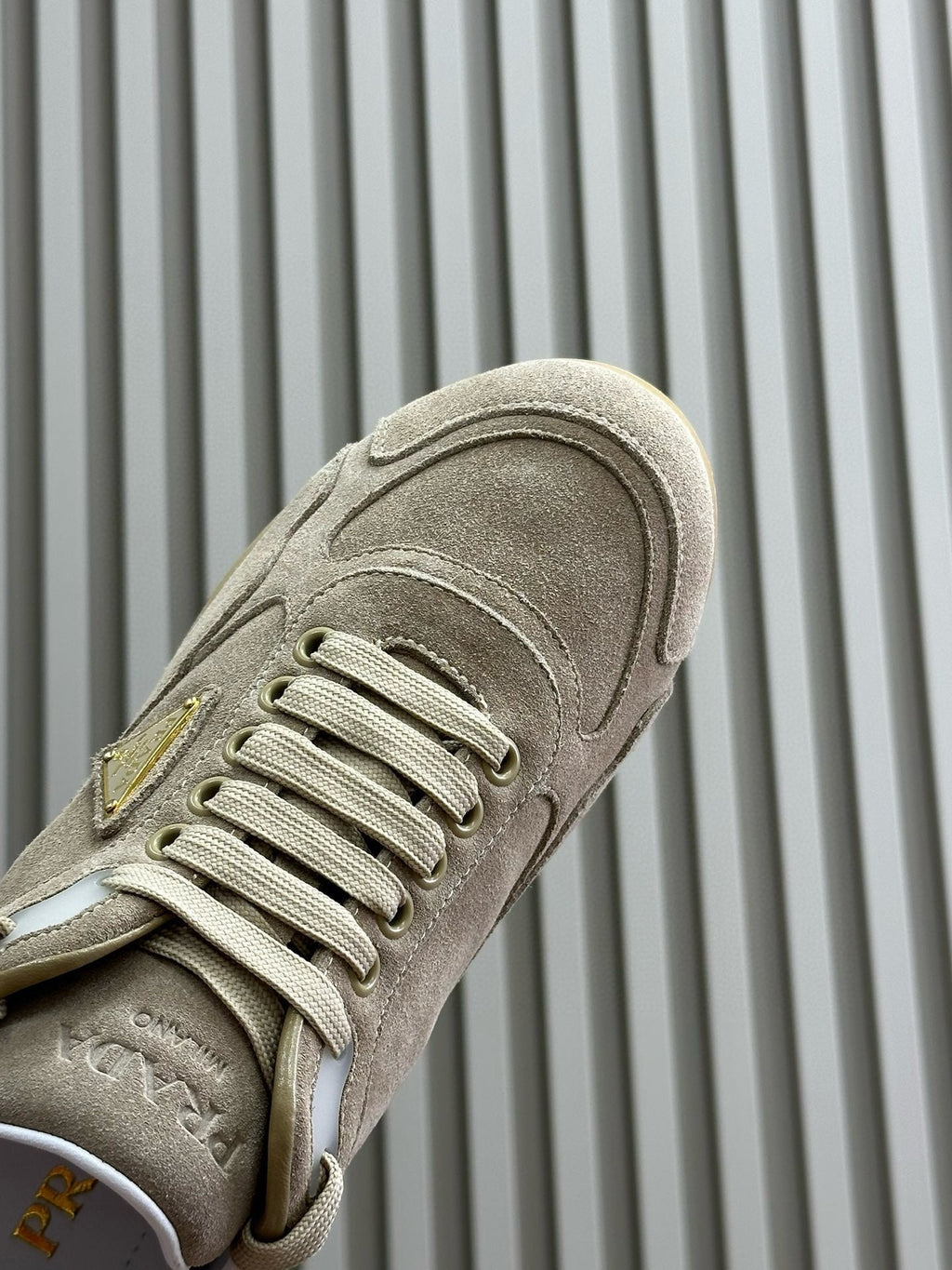 PRADA TRAIL FADED SUEDE SNEAKERS TORTILLA