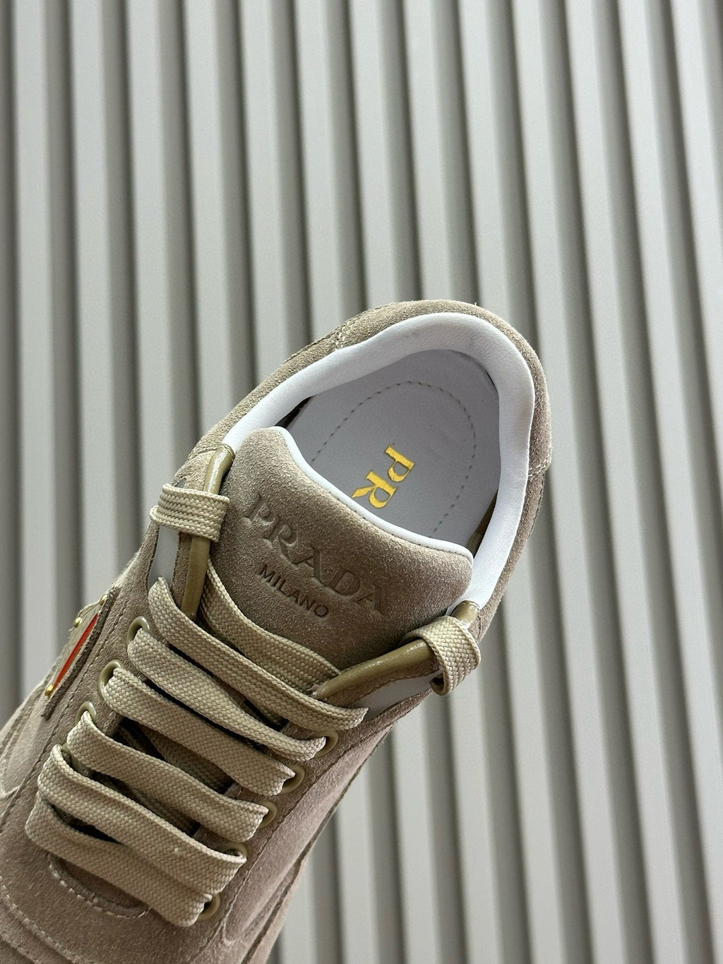 PRADA TRAIL FADED SUEDE SNEAKERS TORTILLA