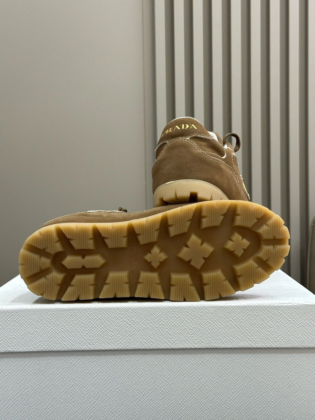 PRADA TRAIL FADED SUEDE SNEAKERS CINNAMON