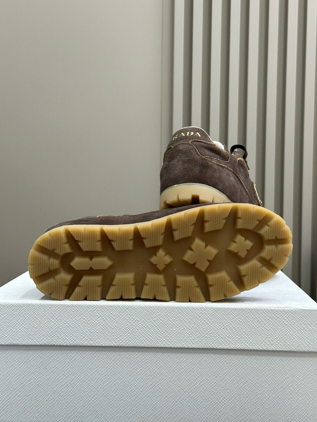 PRADA TRAIL FADED SUEDE SNEAKERS BROWN