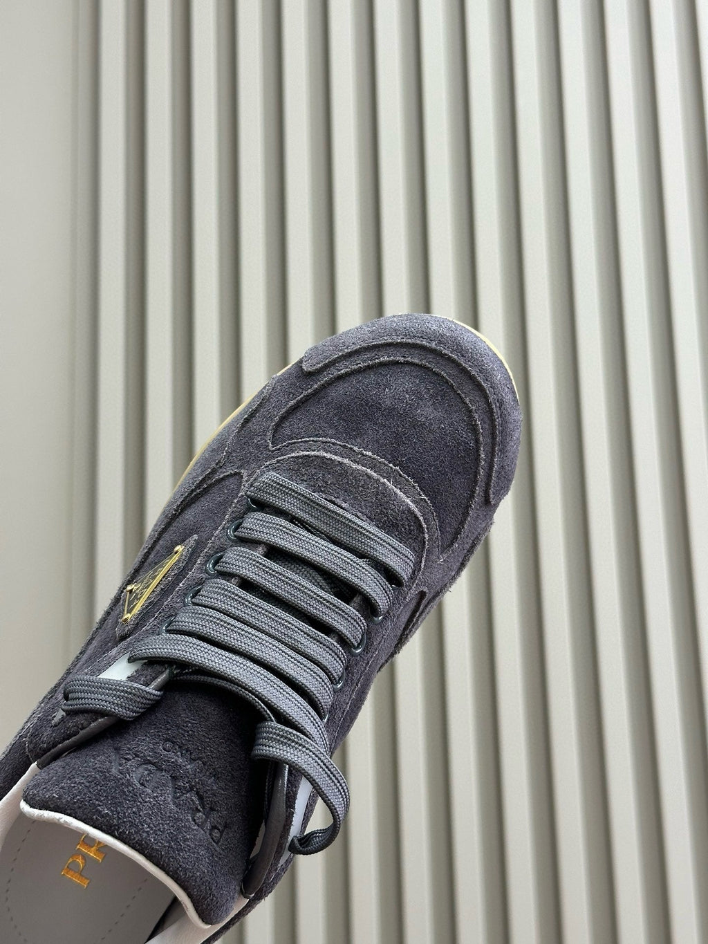 PRADA TRAIL FADED SUEDE SNEAKERS CHARCOAL