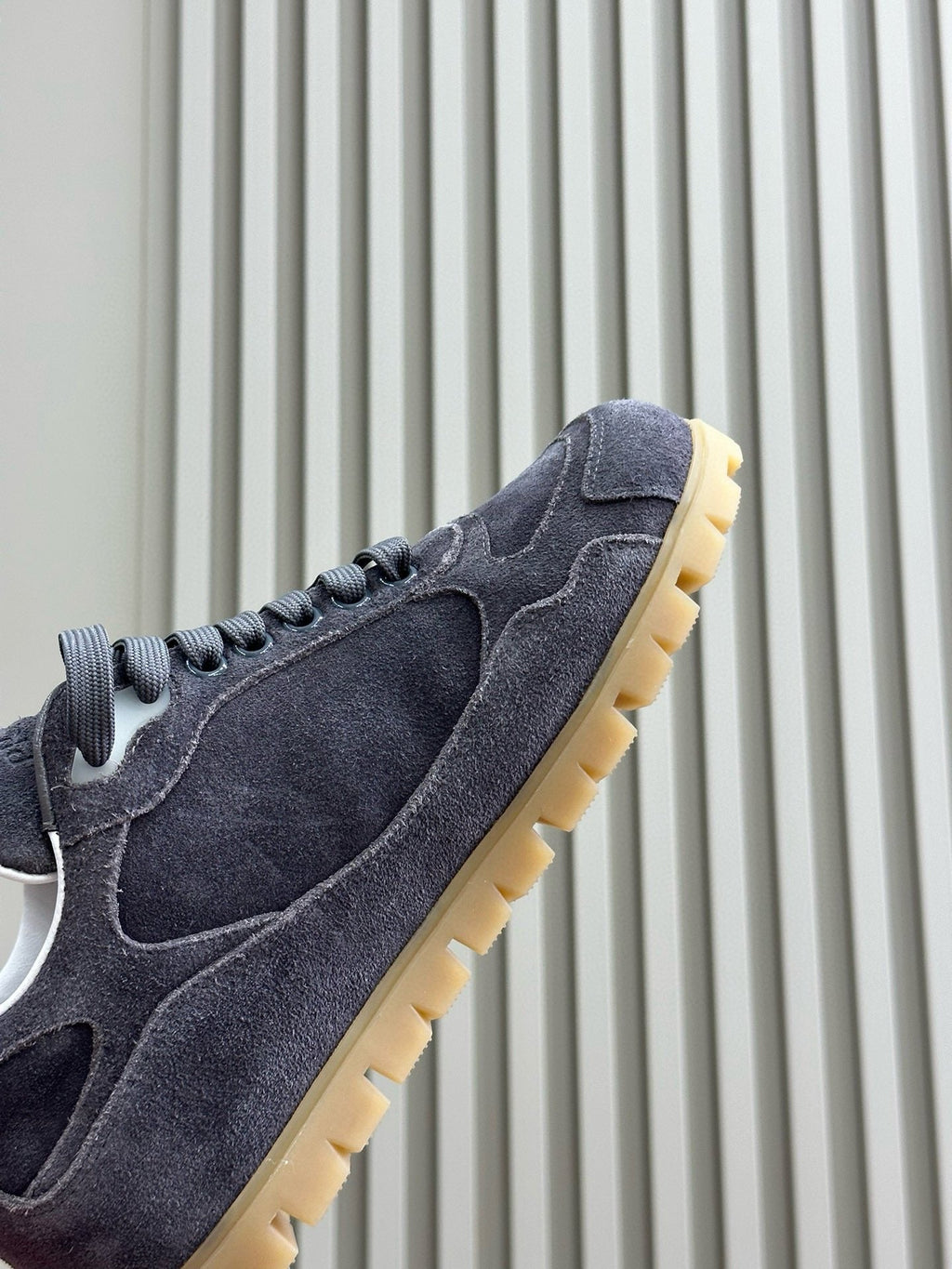 PRADA TRAIL FADED SUEDE SNEAKERS CHARCOAL