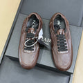 PRADA 25S COLLAPSE FLAT SHOES IN RK BROWN CALFSKIN