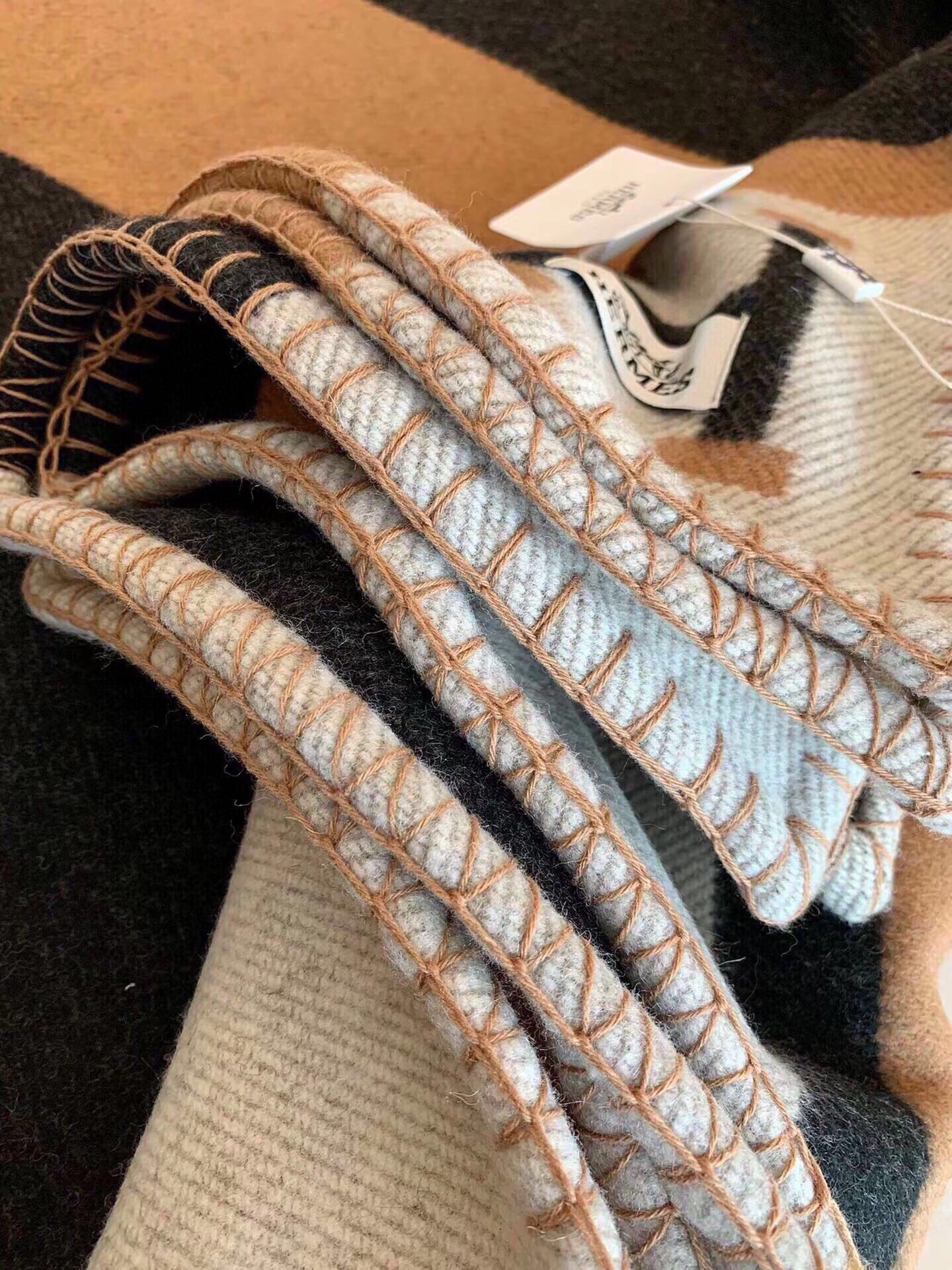 HERMES BLANKET 170 CM IN COLORFUL WOOL AND CASERE 118341