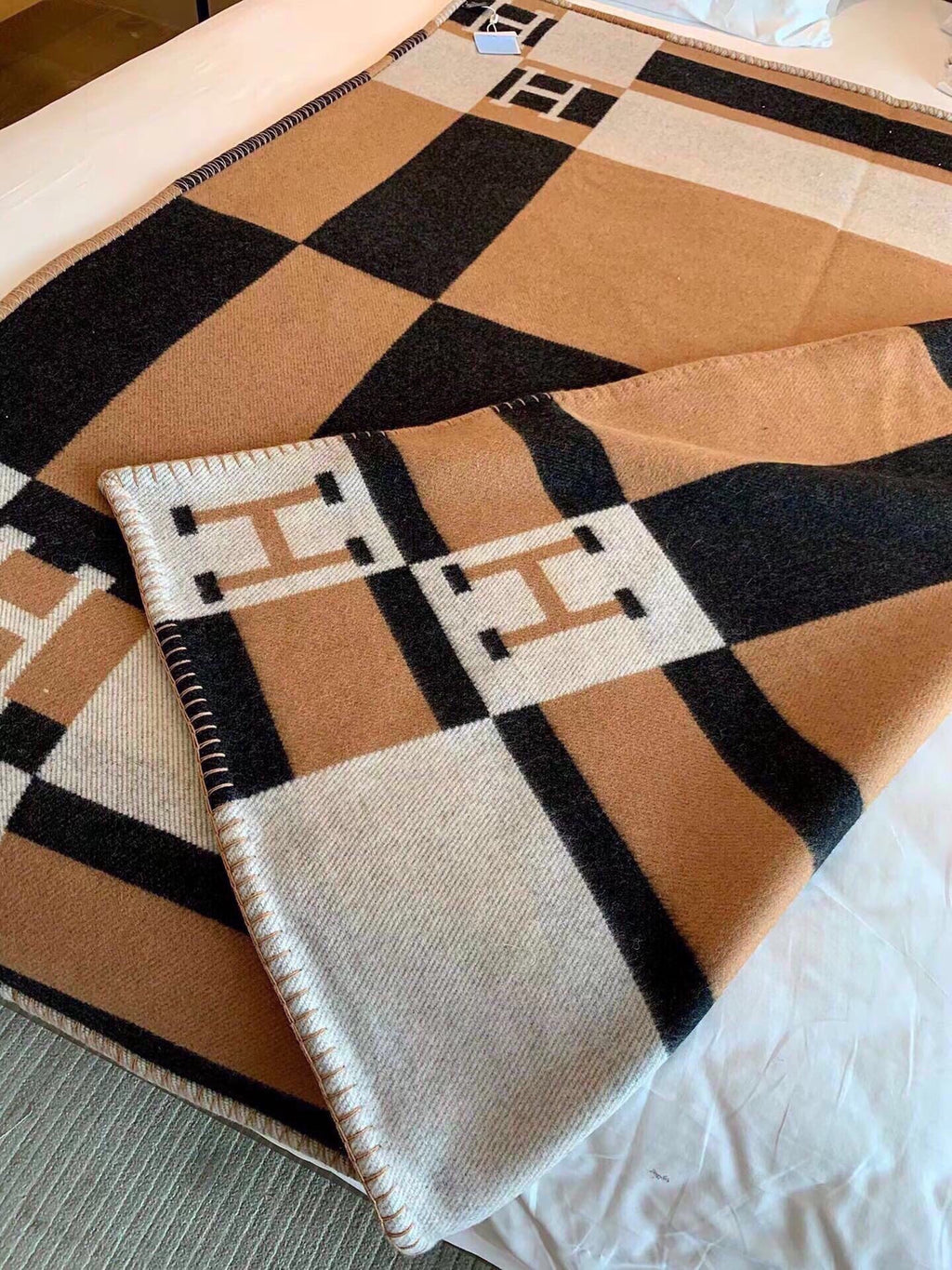 HERMES BLANKET 170 CM IN COLORFUL WOOL AND CASERE 118341