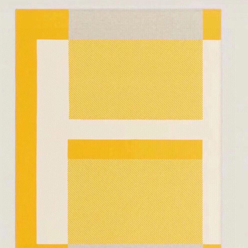 HERMES H RIVIERA BLANKET 200 CM IN CLASSIC YELLOW WOOL AND CASERE 136855