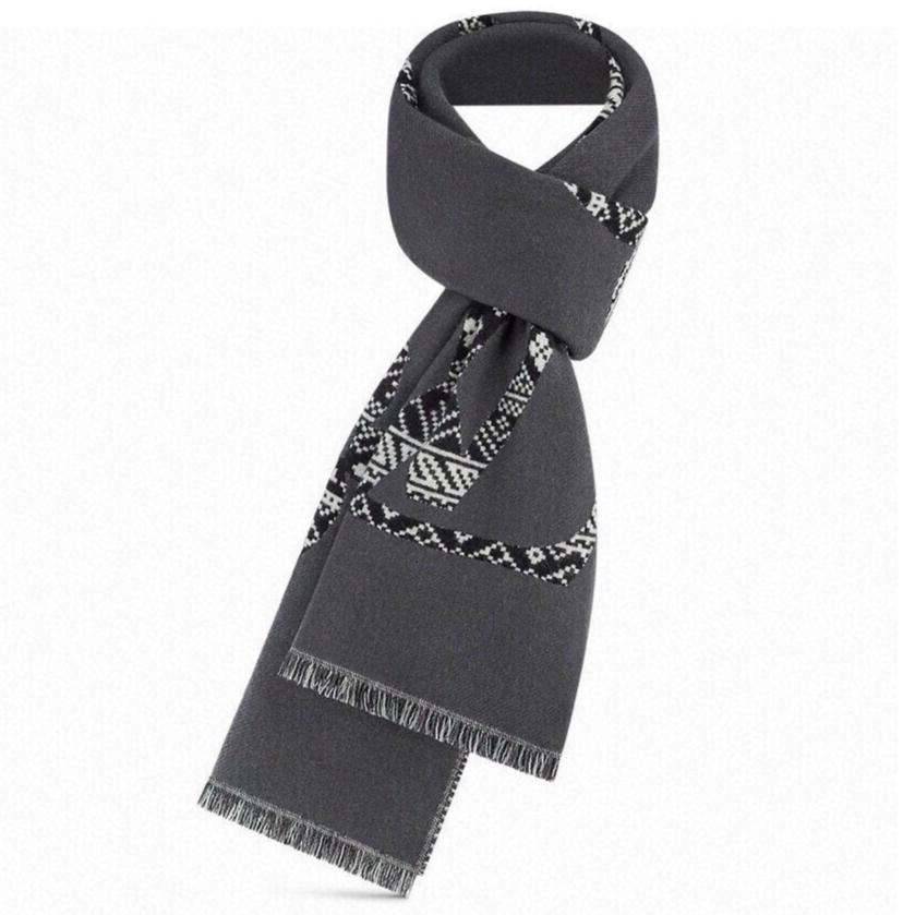 LOUIS VUITTON SCARF 200 CM IN MOUSE GRAY WOOL 390039