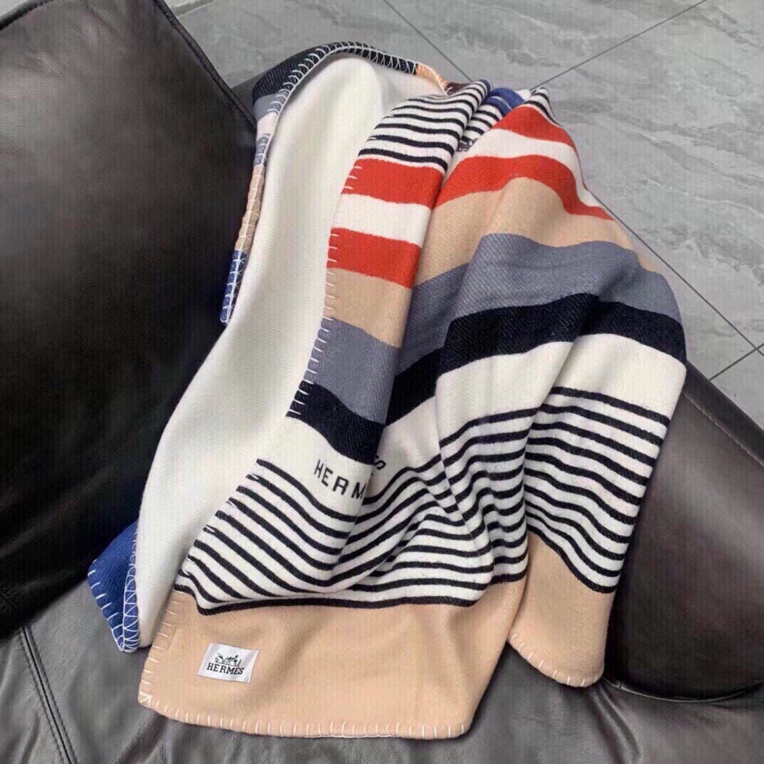 HERMES TIGRE BAYADERE BLANKET 170 CM IN COLORFUL CASERE 390805