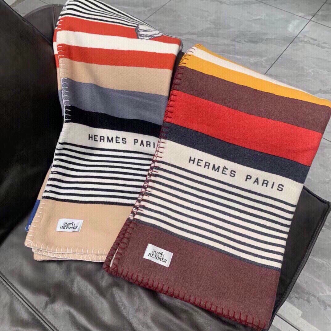 HERMES TIGRE BAYADERE BLANKET 170 CM IN COLORFUL CASERE 390805