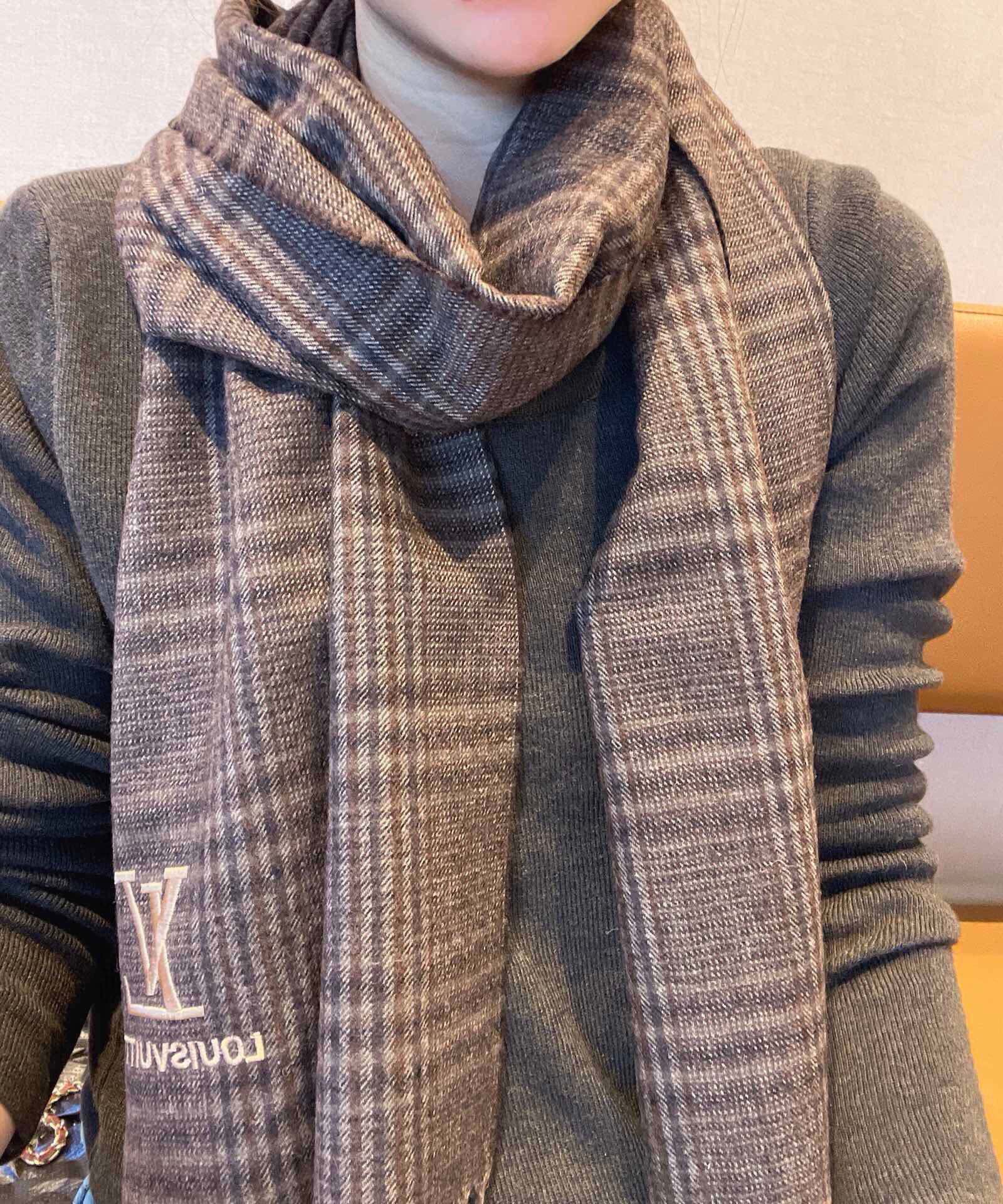 LOUIS VUITTON SCARF 180 CM IN WENGE BROWN LAMBSWOOL 390813