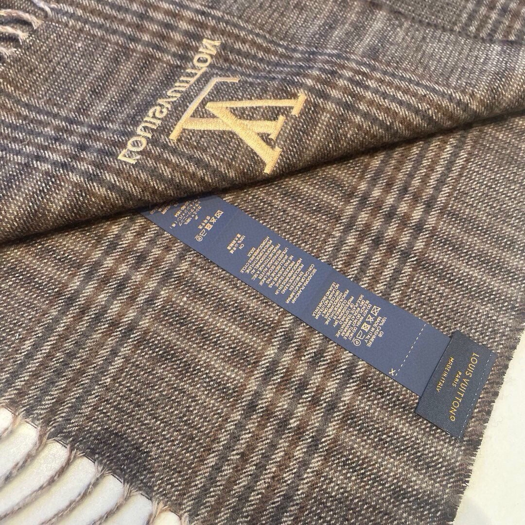 LOUIS VUITTON SCARF 180 CM IN WENGE BROWN LAMBSWOOL 390813