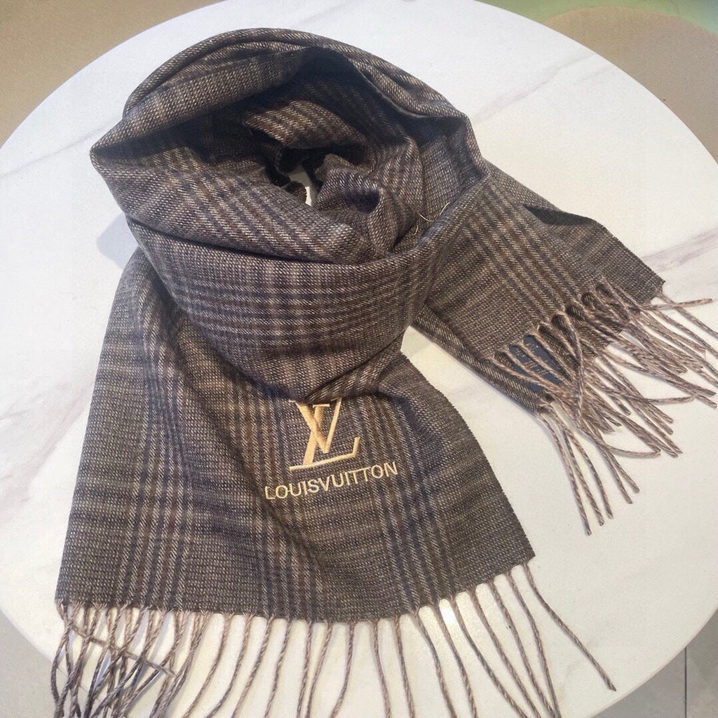 LOUIS VUITTON SCARF 180 CM IN WENGE BROWN LAMBSWOOL 390813