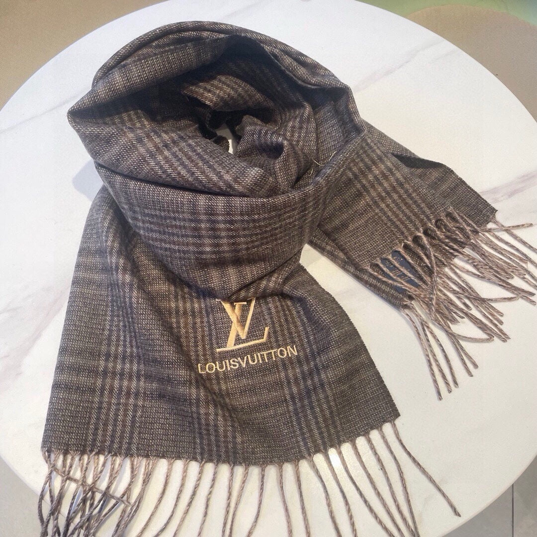 LOUIS VUITTON SCARF 180 CM IN WENGE BROWN LAMBSWOOL 390813
