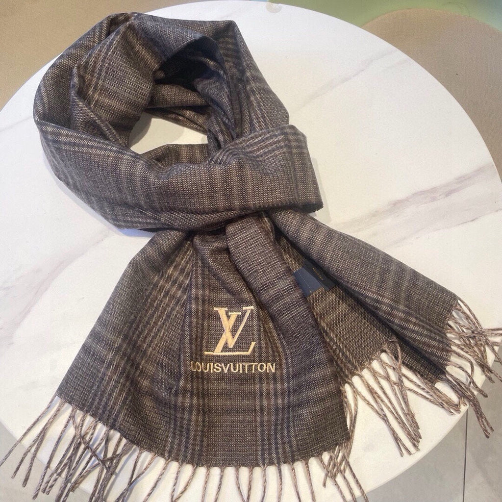 LOUIS VUITTON SCARF 180 CM IN WENGE BROWN LAMBSWOOL 390813