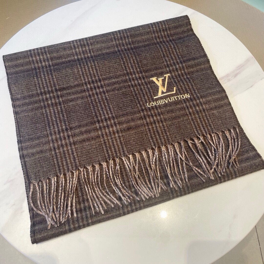 LOUIS VUITTON SCARF 180 CM IN WENGE BROWN LAMBSWOOL 390813
