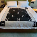 HERMES TIGRE BAYADERE BLANAVALON III THROW BLANKET IN BLACK CASERE 407142