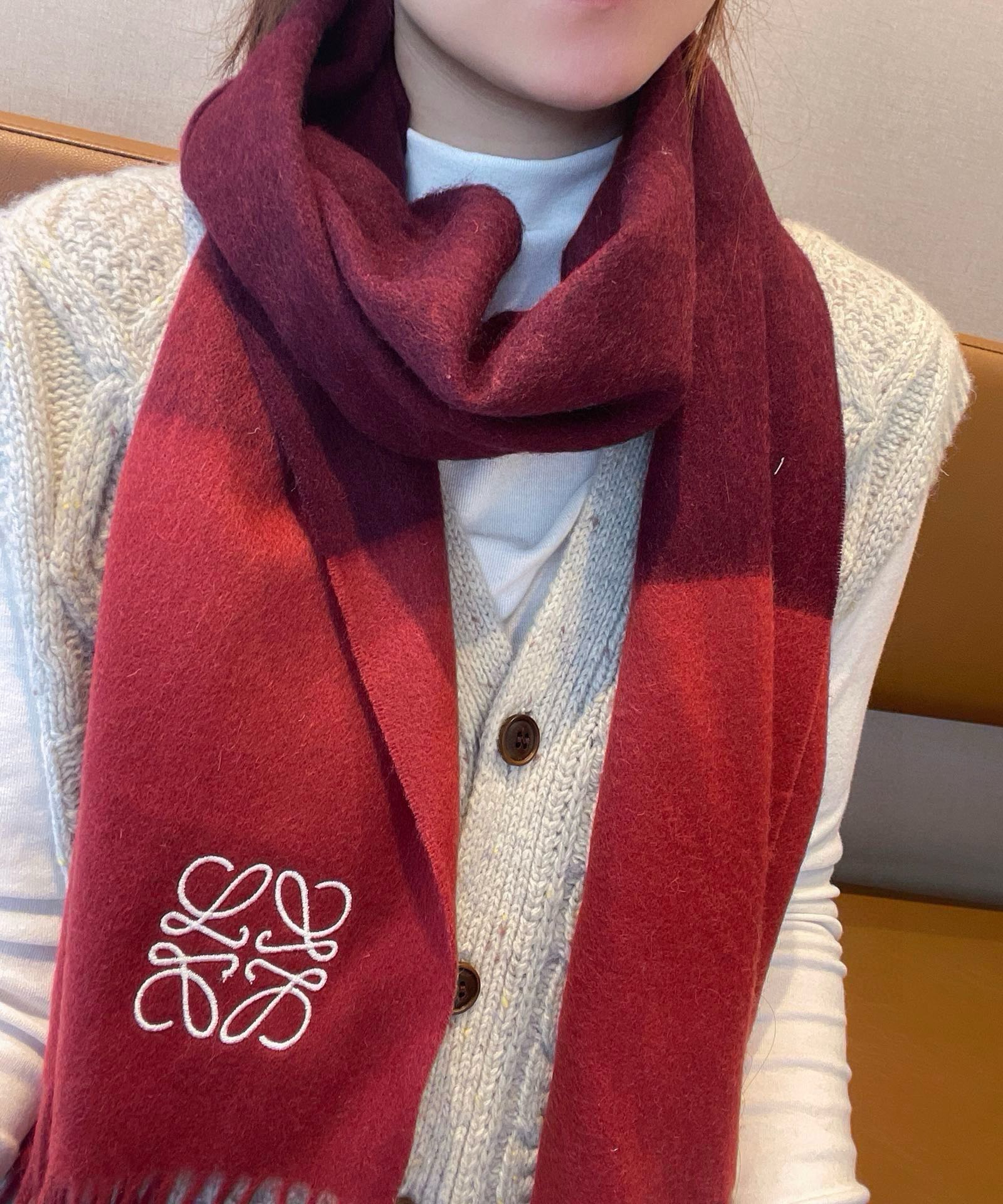 SCARF 180 CM IN CHERRY RED MIX JAM RED WOOL AND CASHMERE 415203