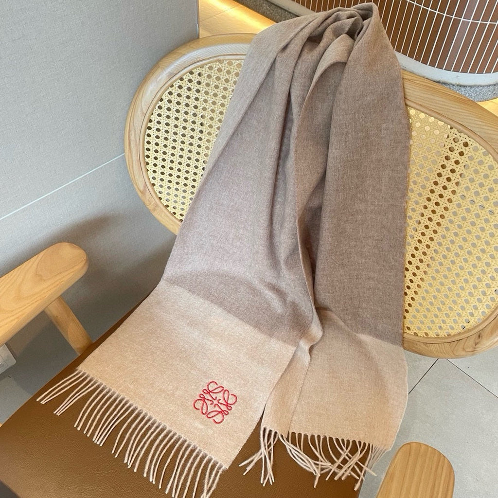 SCARF 180 CM IN LIGHT BROWN WOOL AND CASHMERE 415205