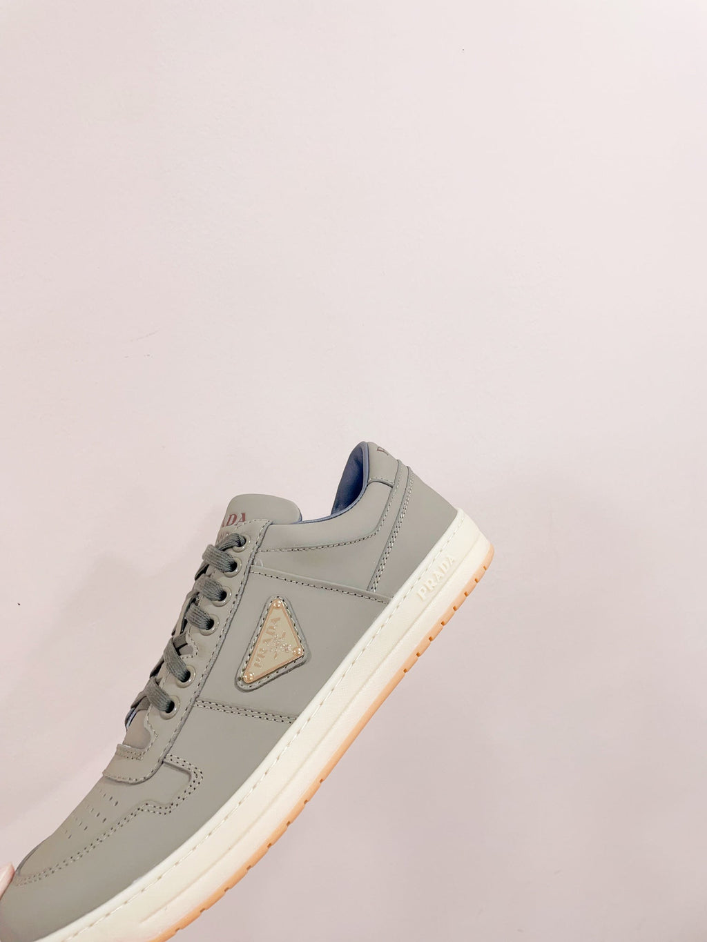 PRADA DOWNTOWN PATENT SNEAKERS LAUREL CALFSKIN