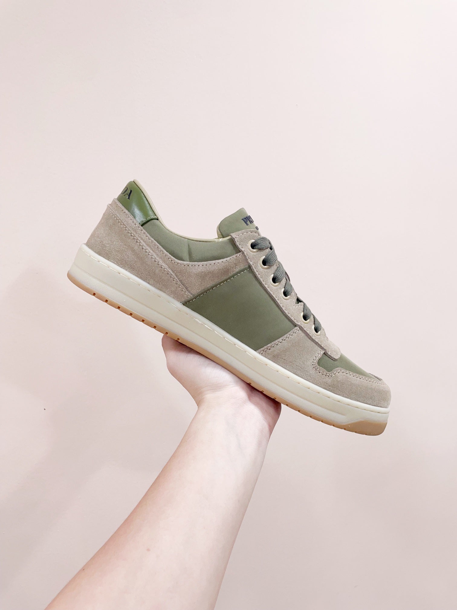 PRADA DOWNTOWN SNEAKERS SAGE SUEDE