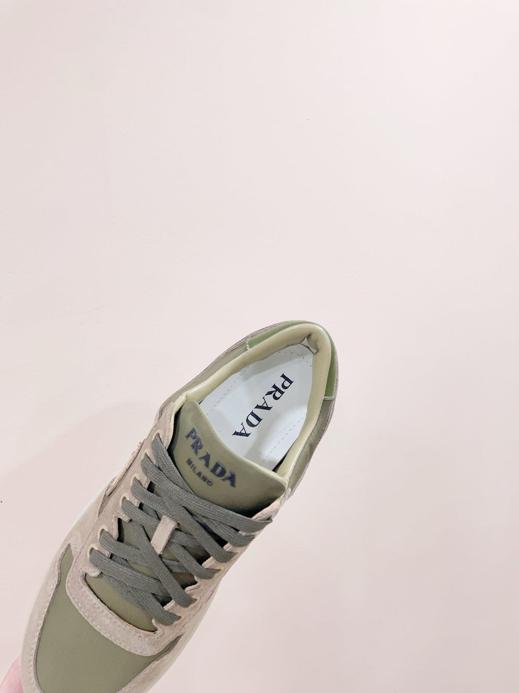 PRADA DOWNTOWN SNEAKERS SAGE SUEDE