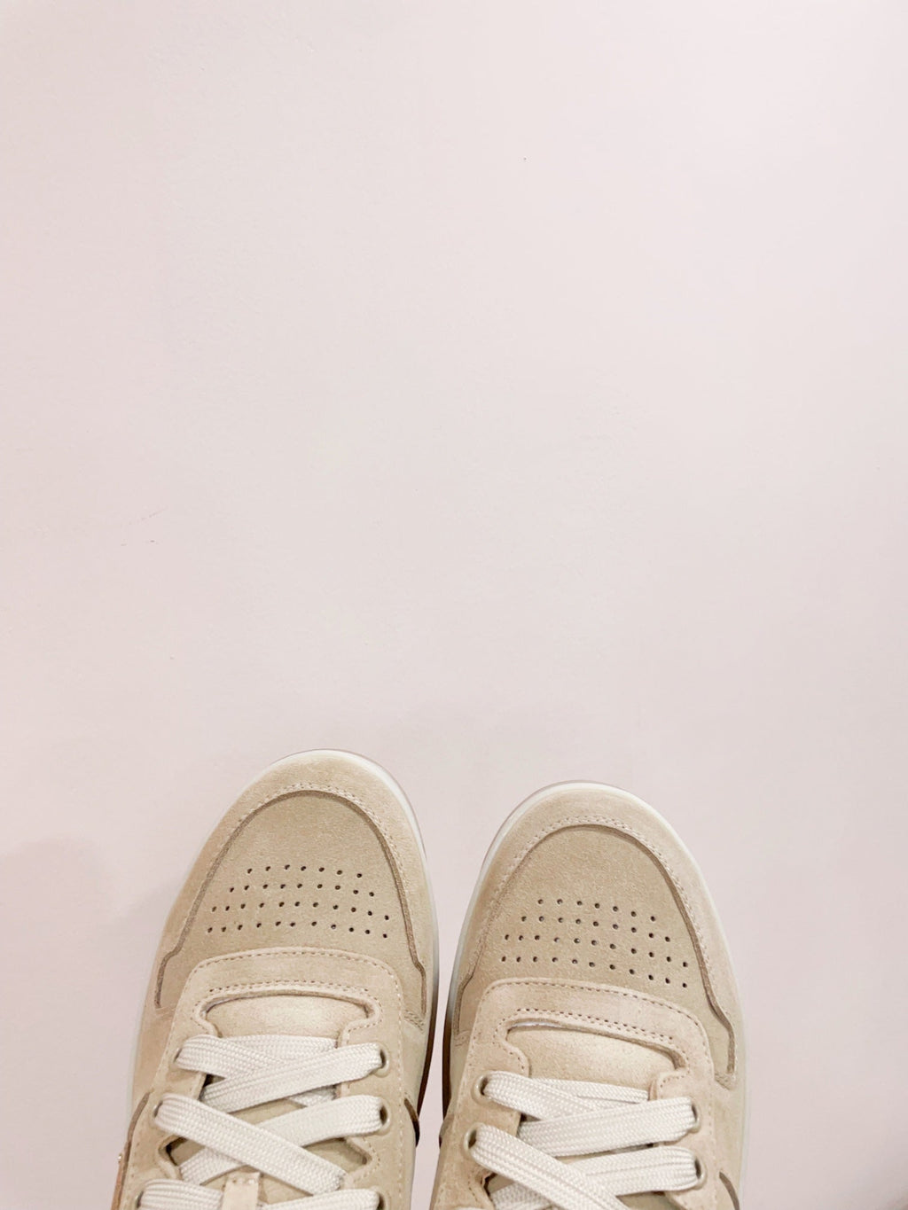 PRADA DOWNTOWN PERFORATED SNEAKERS BEIGE SUEDE