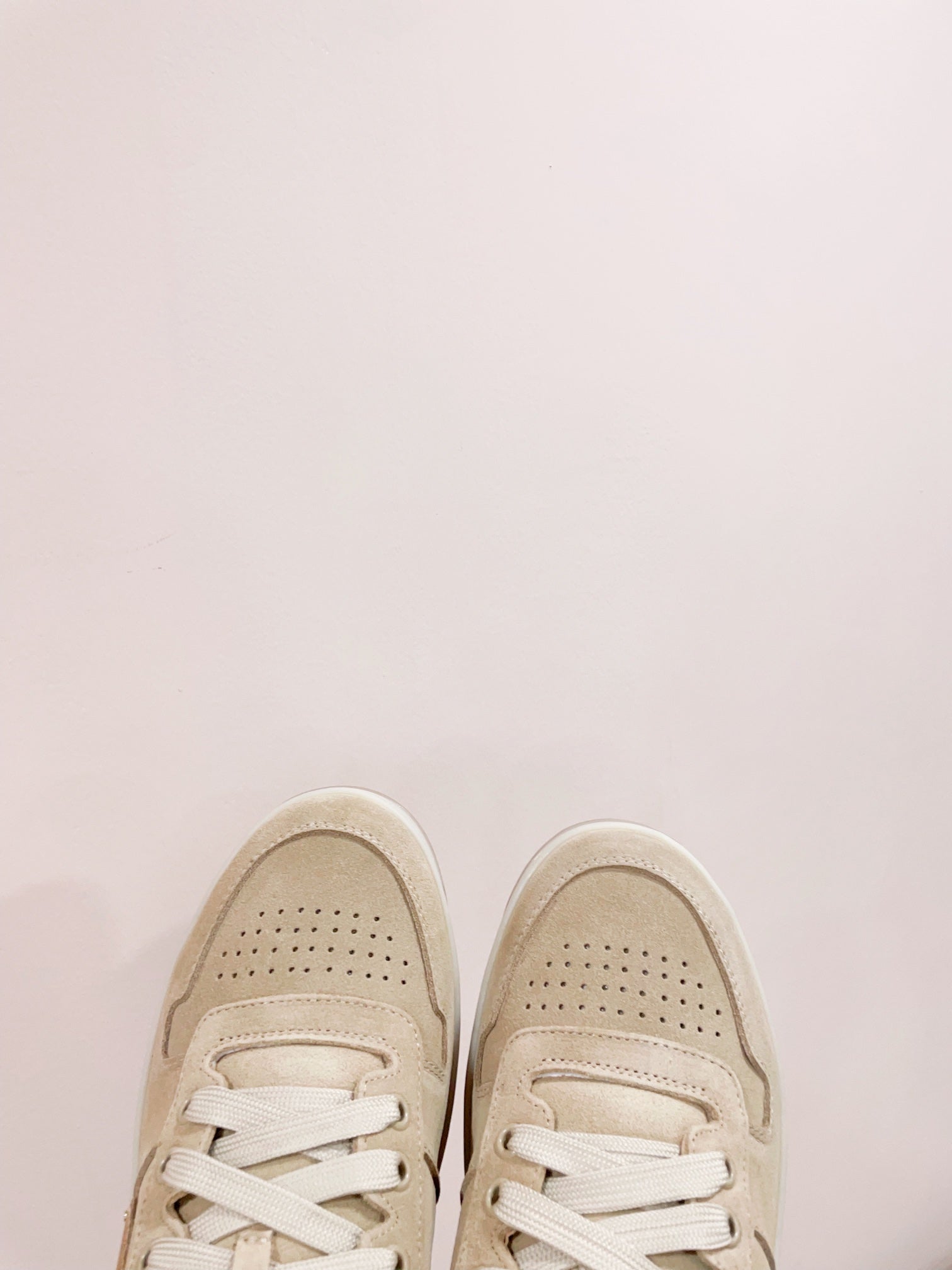 PRADA DOWNTOWN PERFORATED SNEAKERS BEIGE SUEDE