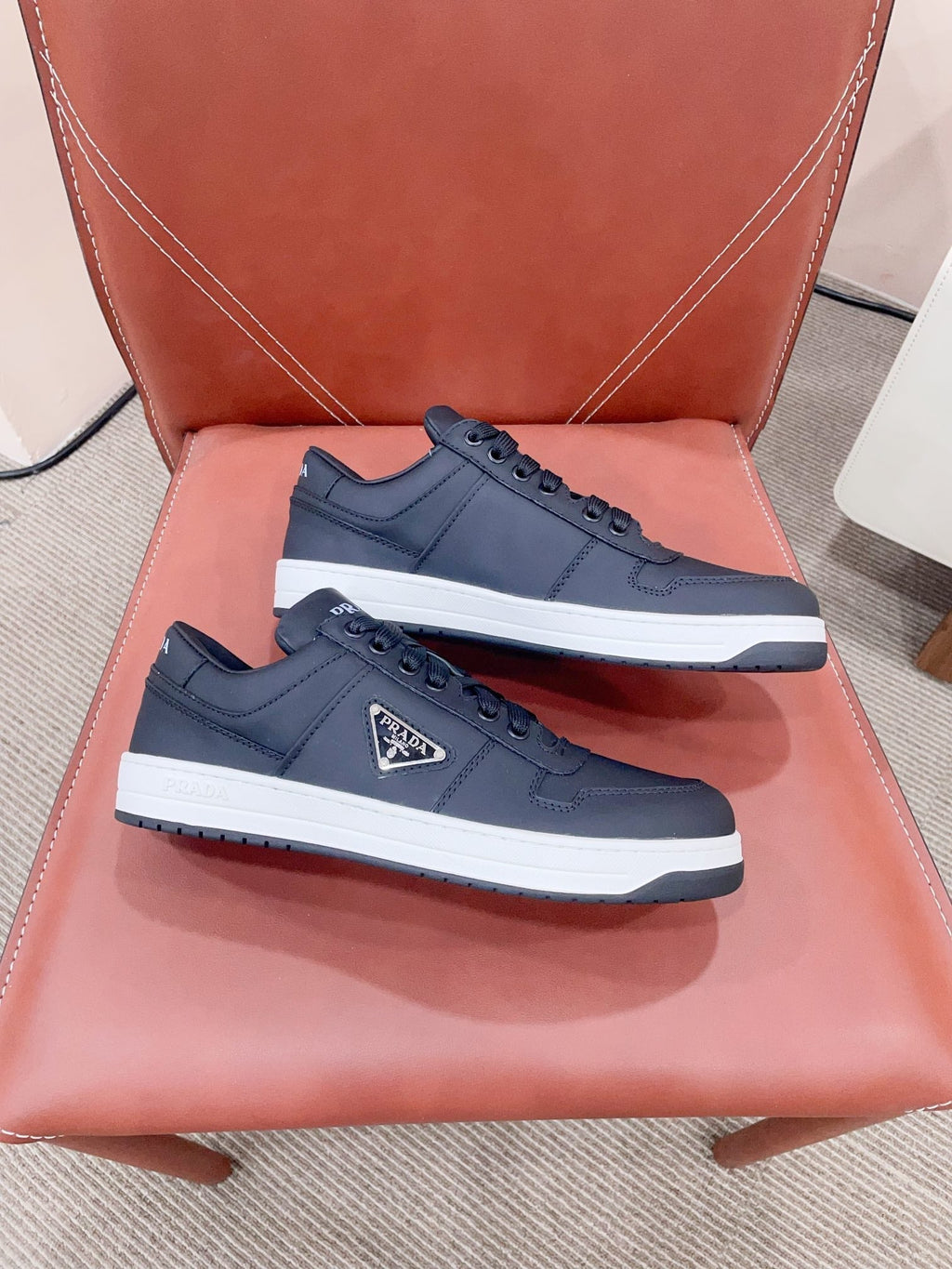 PRADA DOWNTOWN SNEAKERS INDIGO CALFSKIN
