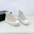 PRADA HIGH-TOP SEANKERS IN BEIGE CANVAS