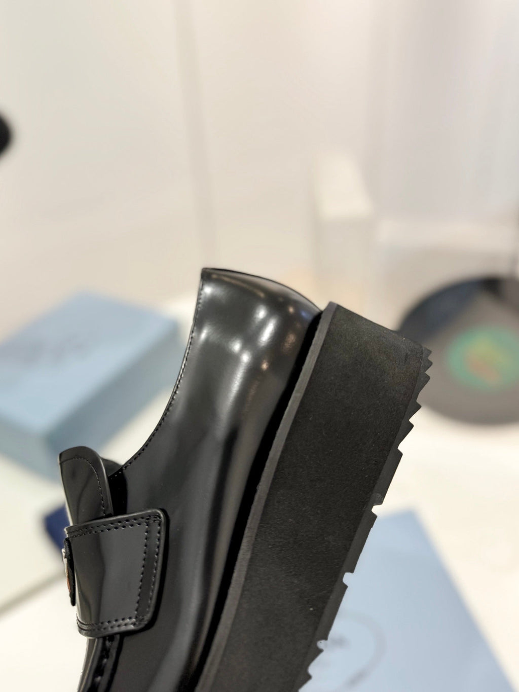 PRADA BRUSHED LOAFERS BLACK LAMBSKIN