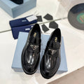 PRADA BRUSHED LOAFERS BLACK LAMBSKIN