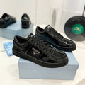 PRADA DOWNTOWN PERFORATED SNEAKERS GLOSSY BLACK CALFSKIN