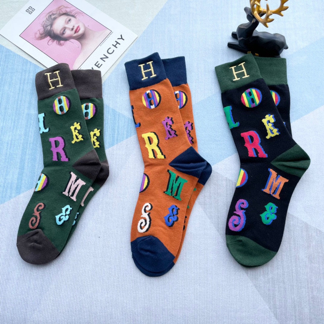 HERMES CREW SOCKS 128056 (1 BOX)