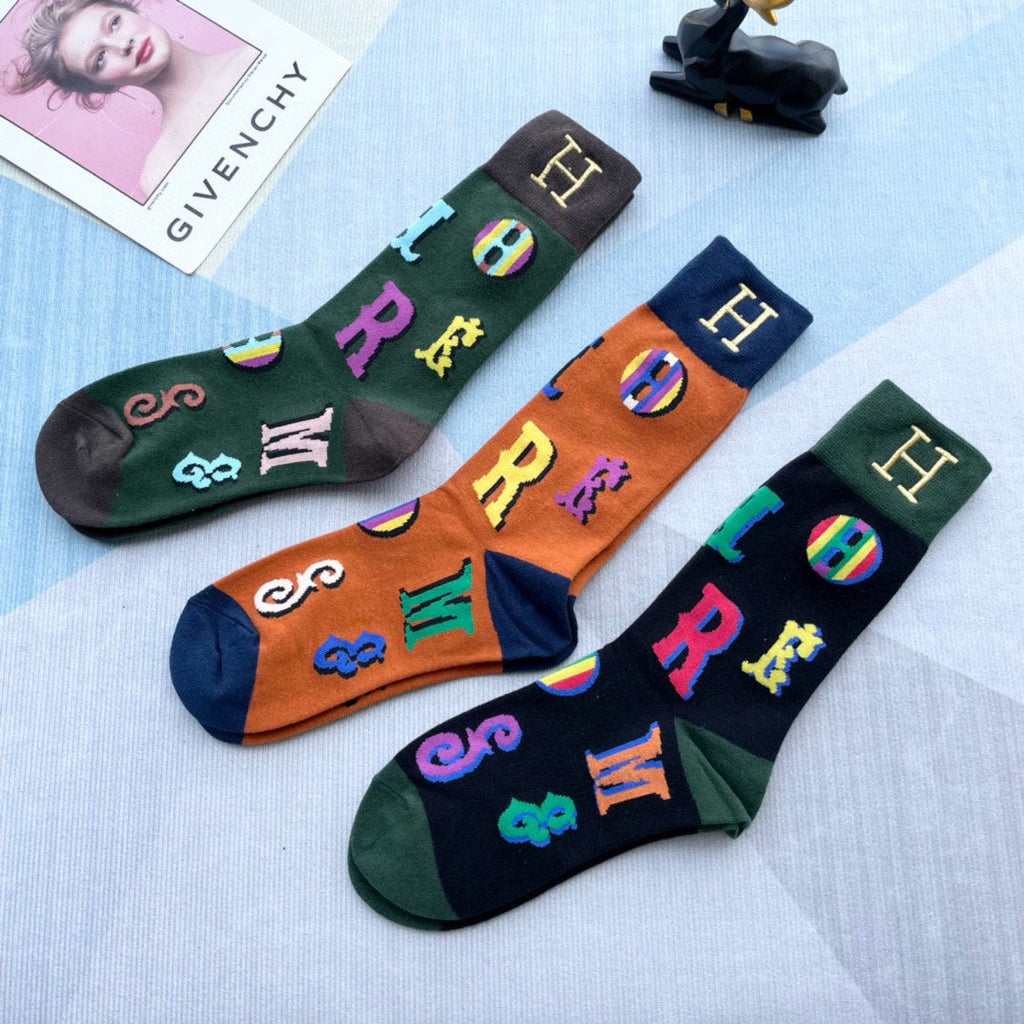 HERMES CREW SOCKS 128056 (1 BOX)