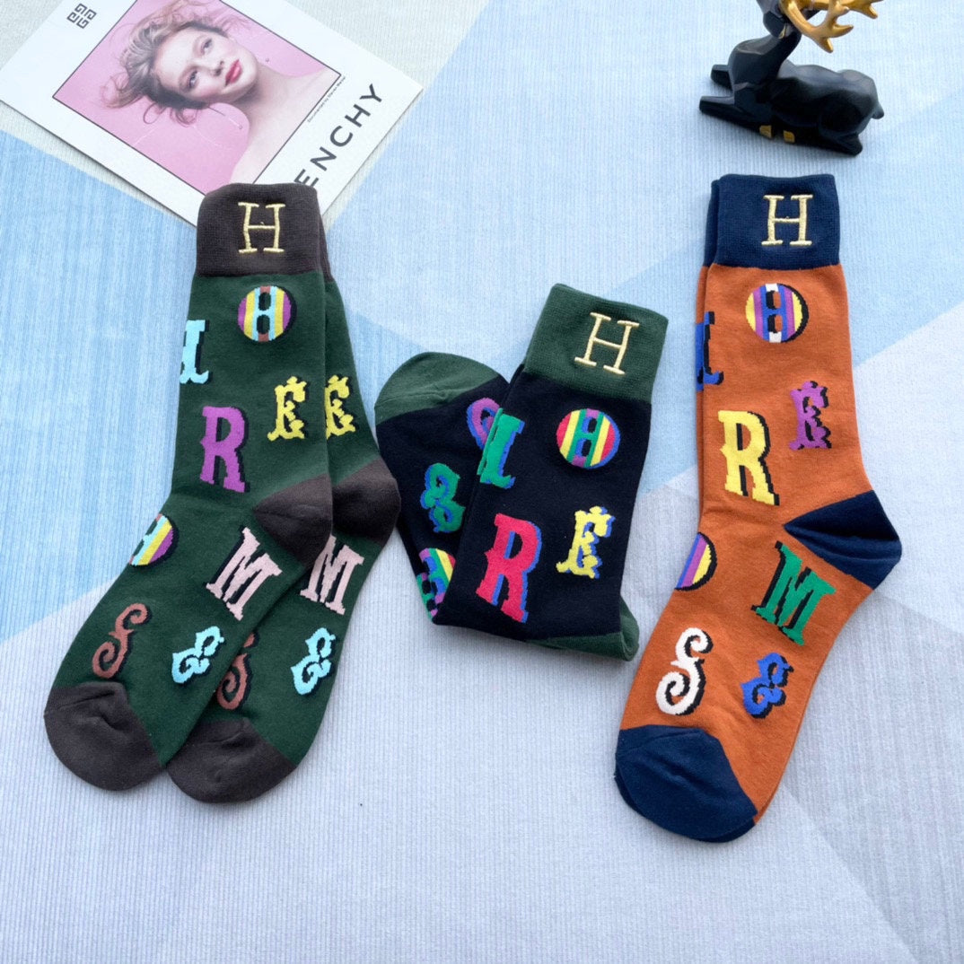 HERMES CREW SOCKS 128056 (1 BOX)