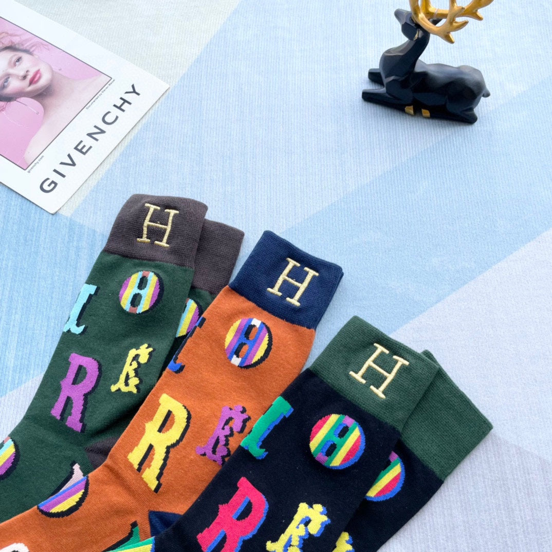 HERMES CREW SOCKS 128056 (1 BOX)