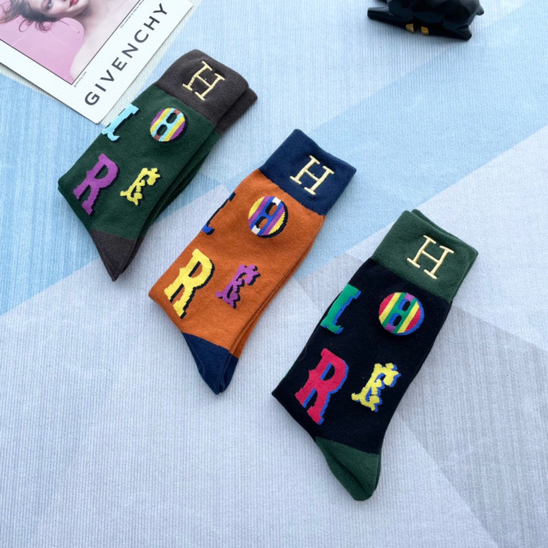 HERMES CREW SOCKS 128056 (1 BOX)