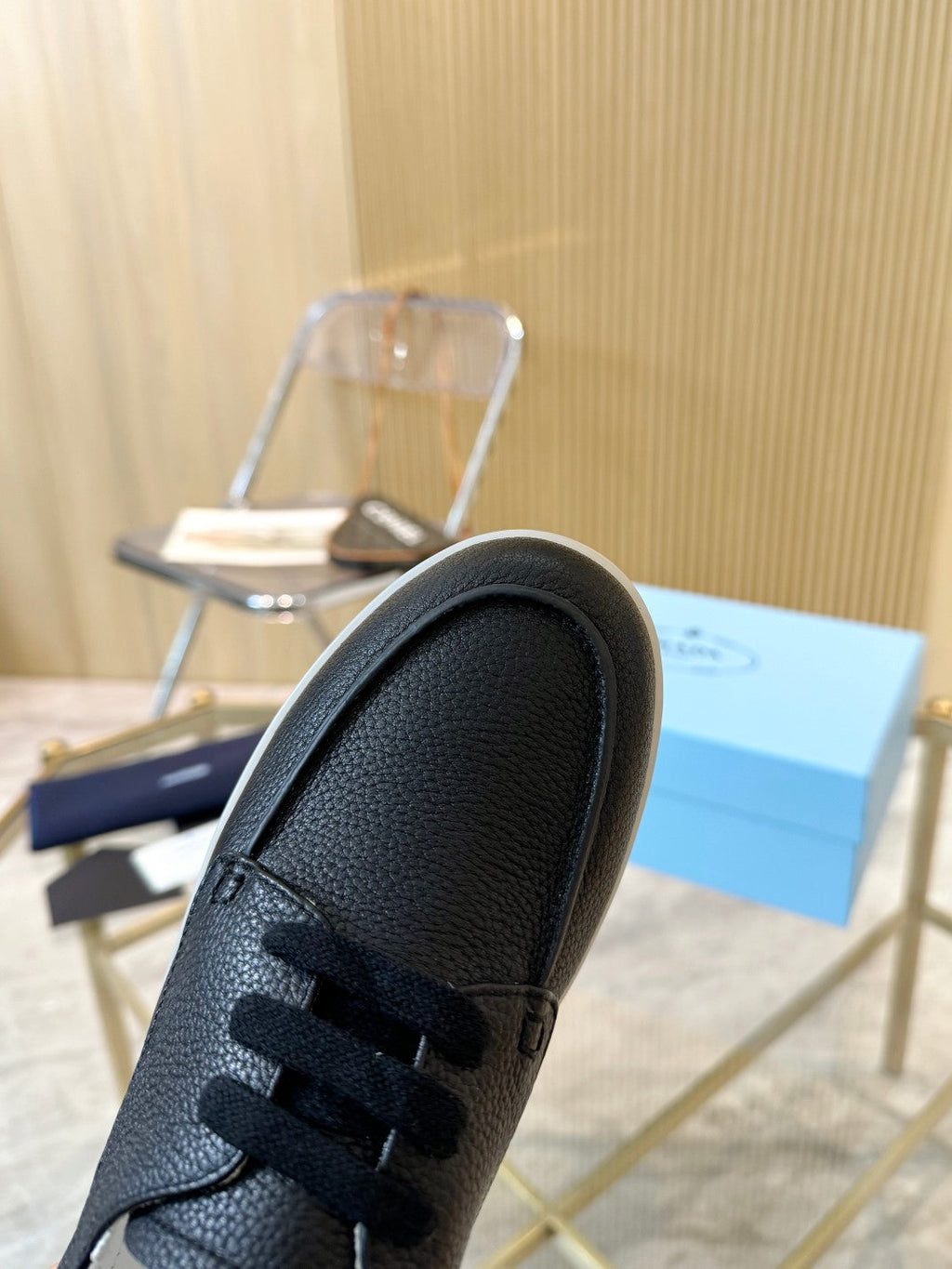 PRADA LACE-UP SHOES BLACK CALFSKIN