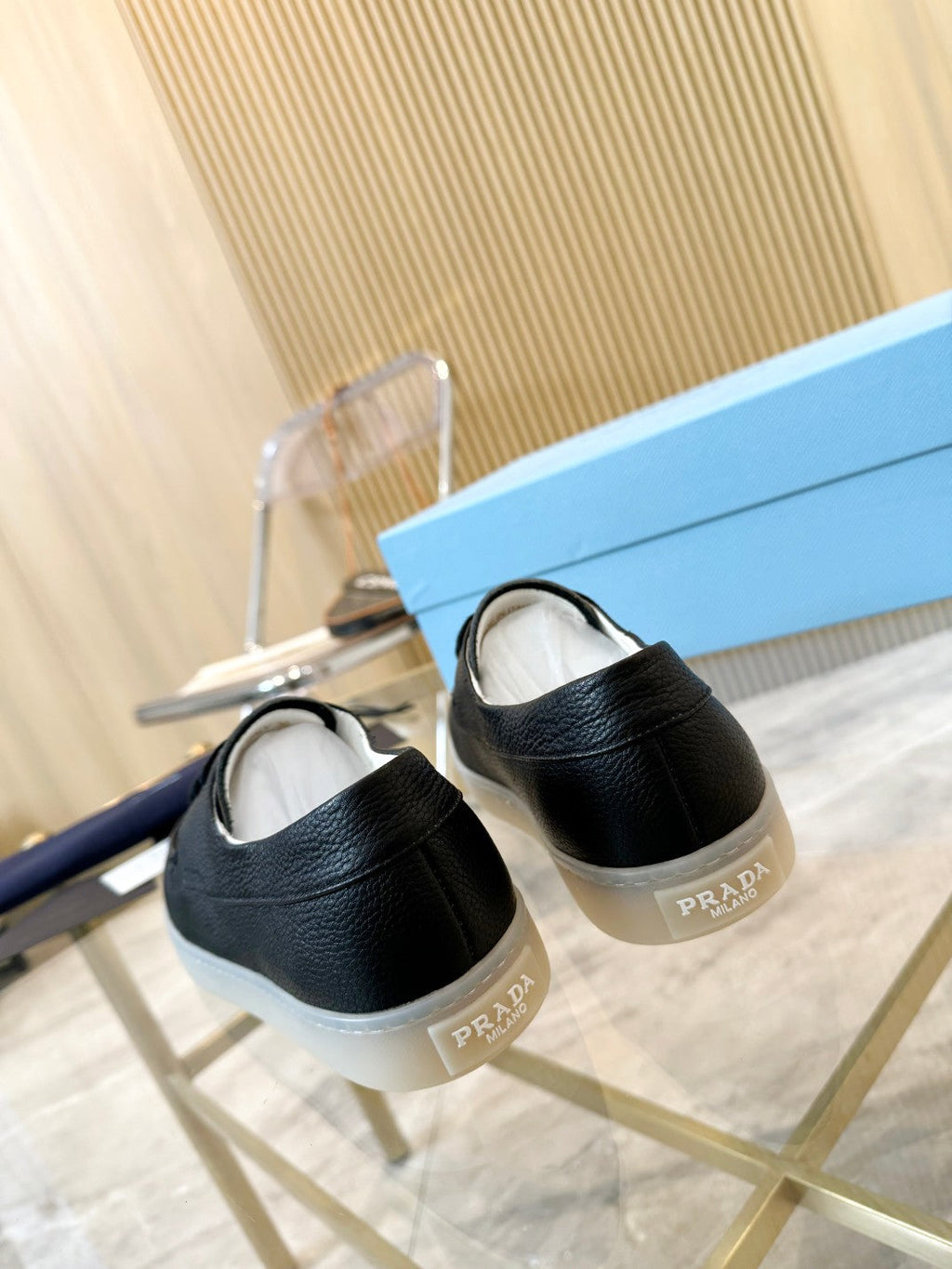 PRADA LACE-UP SHOES BLACK CALFSKIN