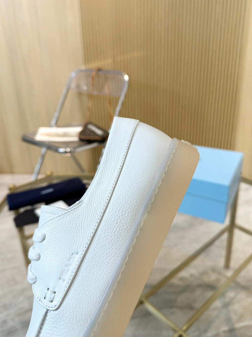 PRADA LACE-UP SHOES WHITE CALFSKIN