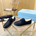 PRADA LACE-UP SHOES NAVY BLUE CALFSKIN