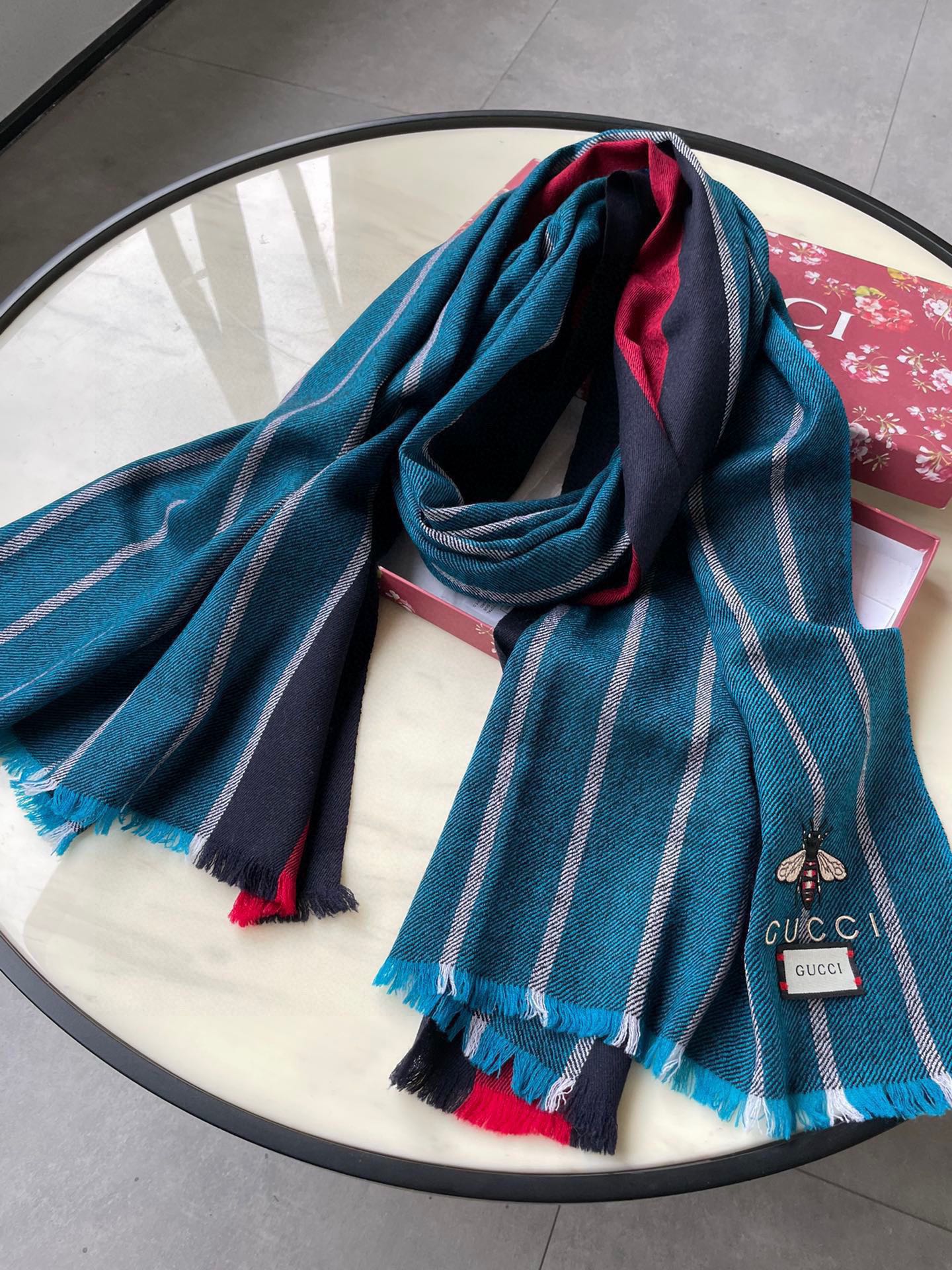 GUCCI SCARF 200 CM IN COLORFUL CASHMERE 402211