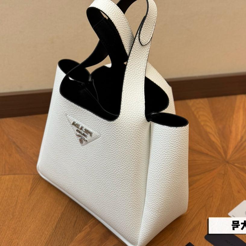 PRADA 25 BASKET BAG IN WHITE CALFSKIN