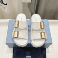 PRADA STRAP SLIDES SANLS WHITE CALFSKIN