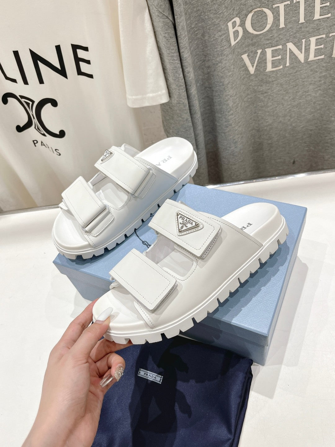 PRADA STRAP SANLS WHITE CALFSKIN
