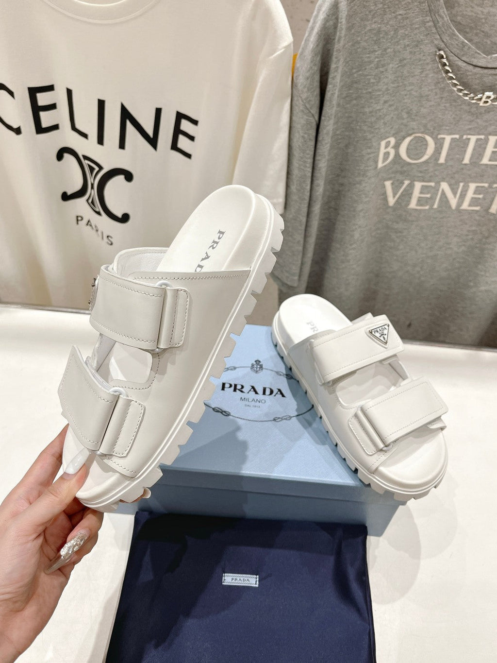 PRADA STRAP SANLS WHITE CALFSKIN