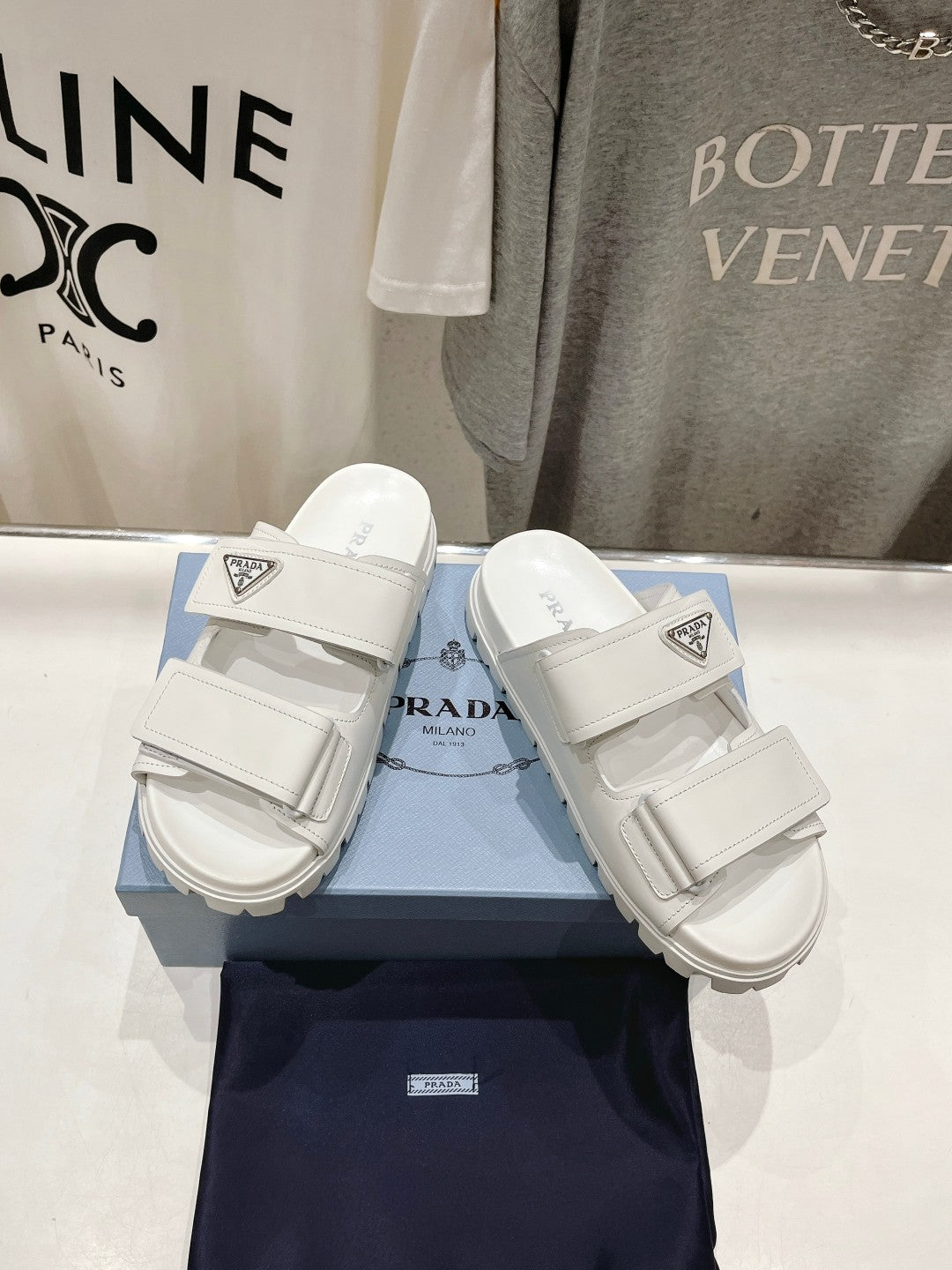 PRADA STRAP SANLS WHITE CALFSKIN