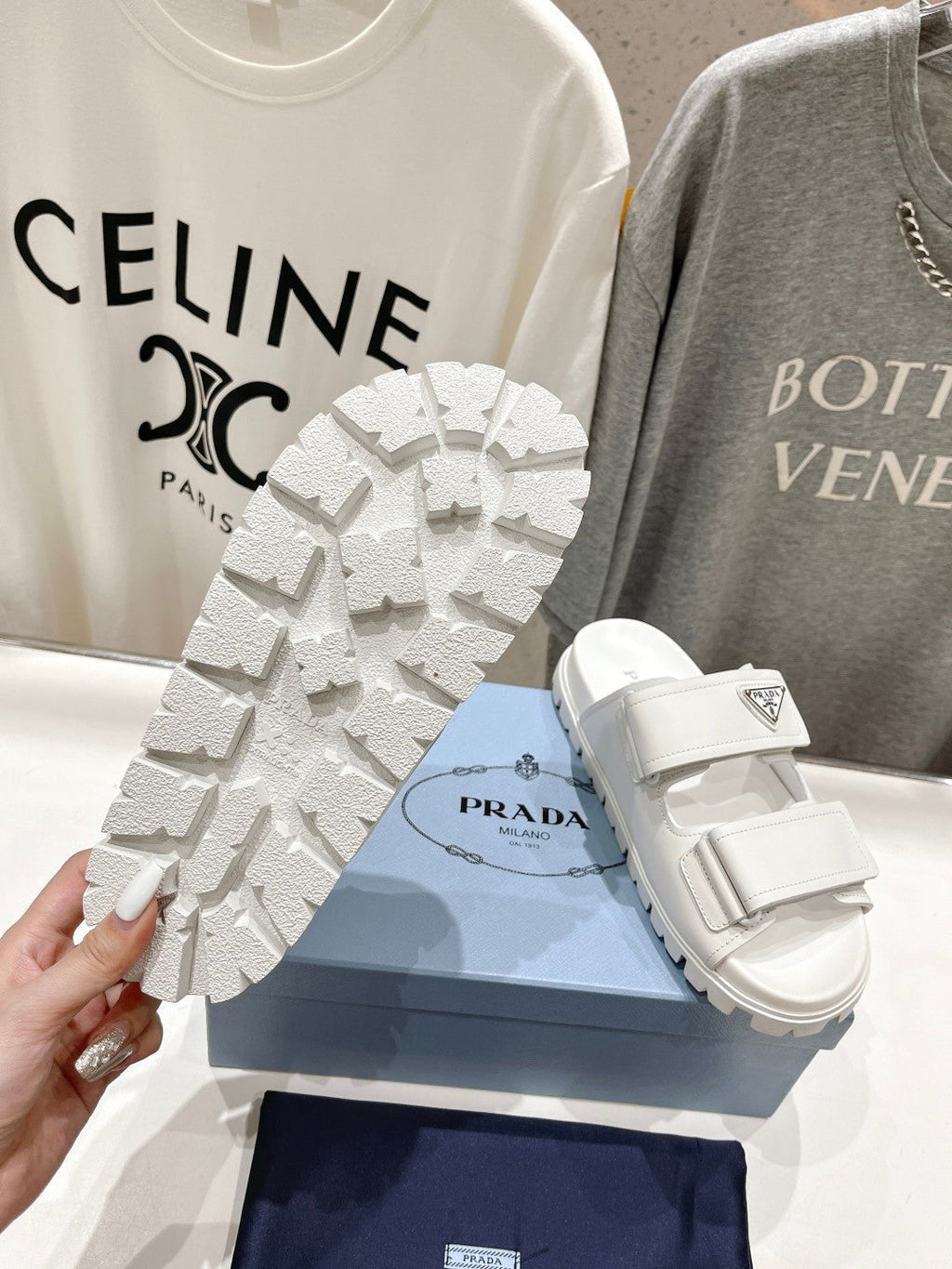 PRADA STRAP SANLS WHITE CALFSKIN